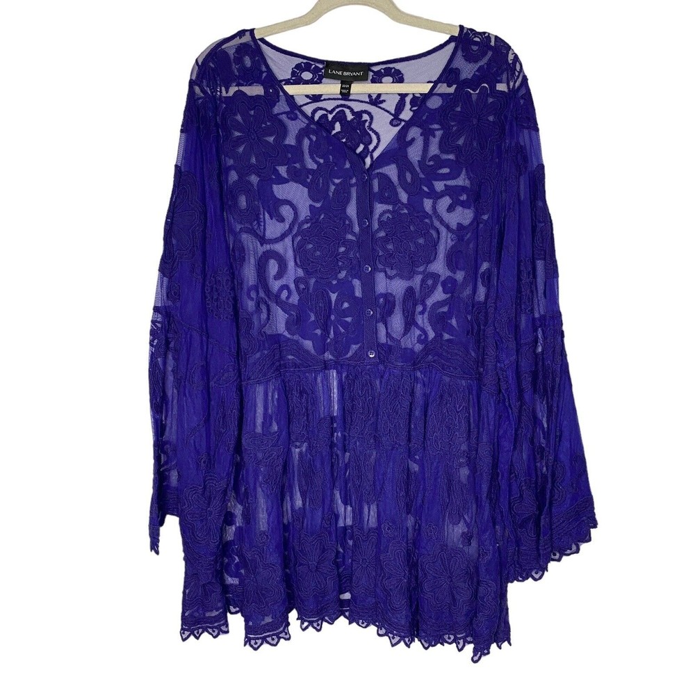 Lane Bryant Royal Blue Lace Peasant Blouse